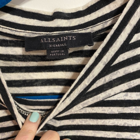 AllSaints mock neck burnout striped tank - Picture 3 of 3